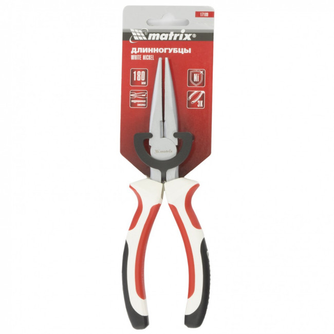 Длинногубцы прямые WHite Nickel, 180 мм, никелированные, трехкомпонентные рукоятки Matrix, ( 17189 ) Длинногубцы прямые WHite Nickel, 180 мм, никелированные, трехкомпонентные рукоятки Matrix, ( 17189 )