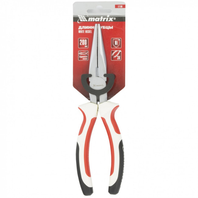 Длинногубцы прямые, WHite Nickel, 200 мм, никелированные, трехкомпонентные рукоятки Matrix, ( 17190 ) Длинногубцы прямые, WHite Nickel, 200 мм, никелированные, трехкомпонентные рукоятки Matrix, ( 17190 )