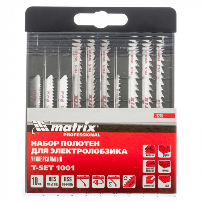 Набор полотен для электролобзика универсальный, 10 шт, T-SET1001 Matrix, ( 78246 ) Набор полотен для электролобзика универсальный, 10 шт, T-SET1001 Matrix, ( 78246 )