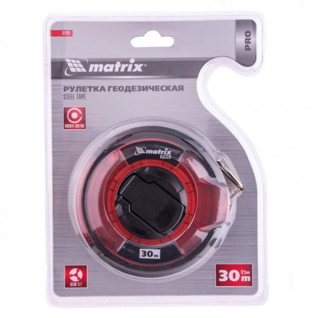 Рулетка геодезическая 30 м х 12,5 мм, закрытый корпус, стальная лента, односторонняя шкала, Pro Matrix, ( 31281 ) Рулетка геодезическая 30 м х 12,5 мм, закрытый корпус, стальная лента, односторонняя шкала, Pro Matrix, ( 31281 )