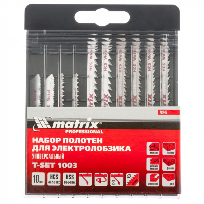 Набор полотен для электролобзика универсальный, 10 шт, T-SET1003 Matrix, ( 78247 ) Набор полотен для электролобзика универсальный, 10 шт, T-SET1003 Matrix, ( 78247 )