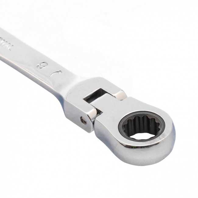 Ключ комбинированный трещоточный, 9 мм, CrV, шарнирный, зеркальный хром Matrix ( 14826 ) Ключ комбинированный трещоточный, 9 мм, CrV, шарнирный, зеркальный хром Matrix ( 14826 )